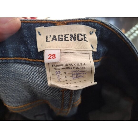 L'AGENCE High 10 Skinny Classic Stripe Cotton Stretch Blue Jean/Pre-owned, Sz. 2 - Picture 5 of 8
